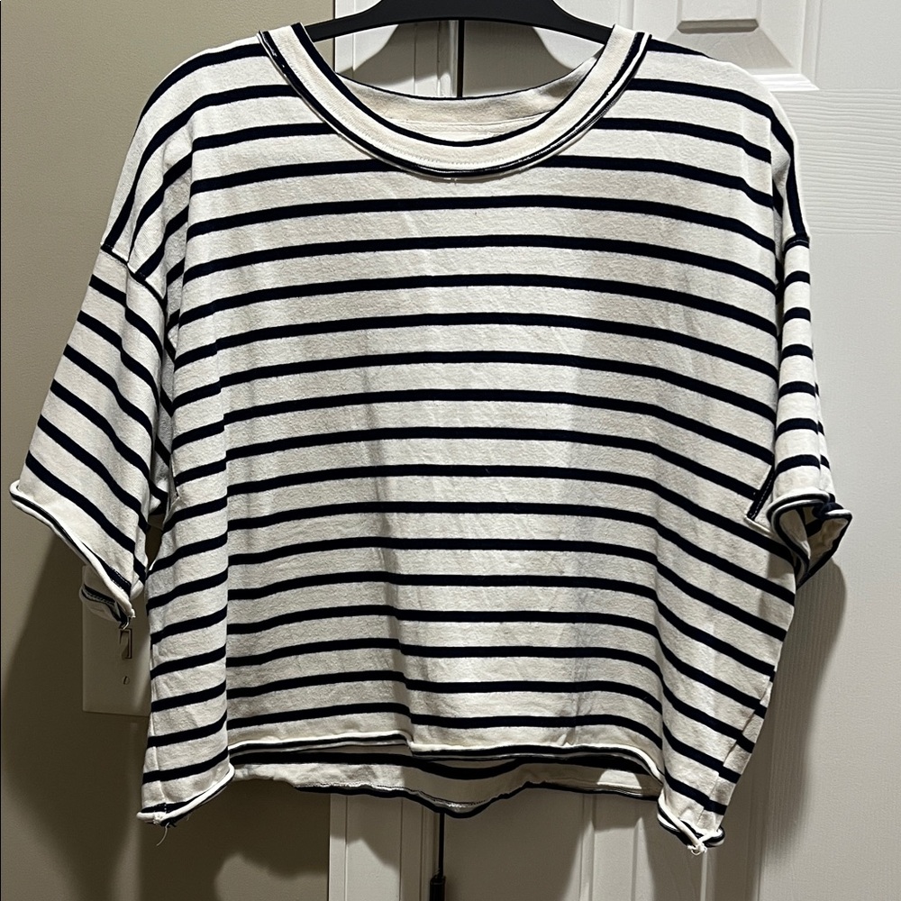 By Together Black and White Striped Short Sleeve Tee